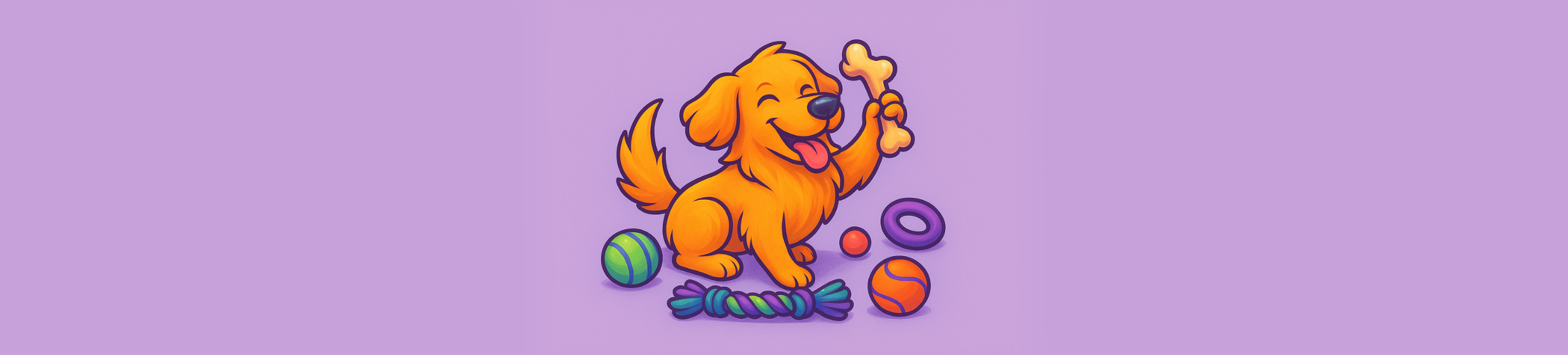 Perro feliz jugando con juguetes | imagen banner blog: La importancia del juego...